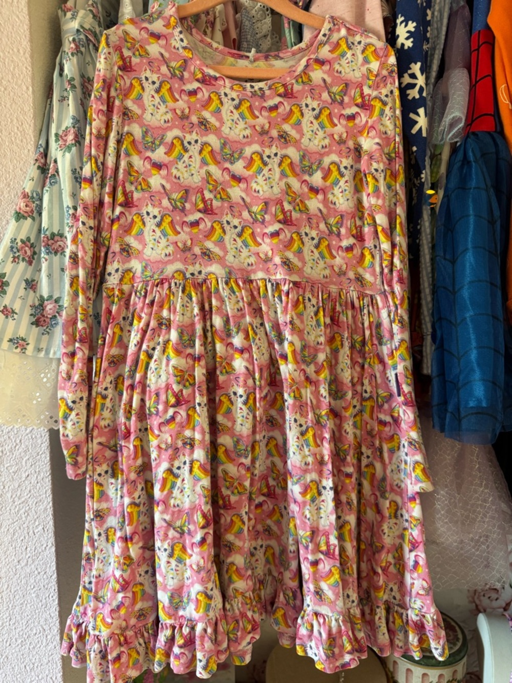 Posh Peanut Pink Rainbow Kitty Twirl Dress 6/7